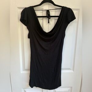 Black Scoop Back Short Sleeve shirt
